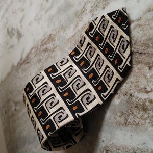 Men's Vintage Ziggurat By Mulberry Neckwear Tie Black Gray Rust Tan